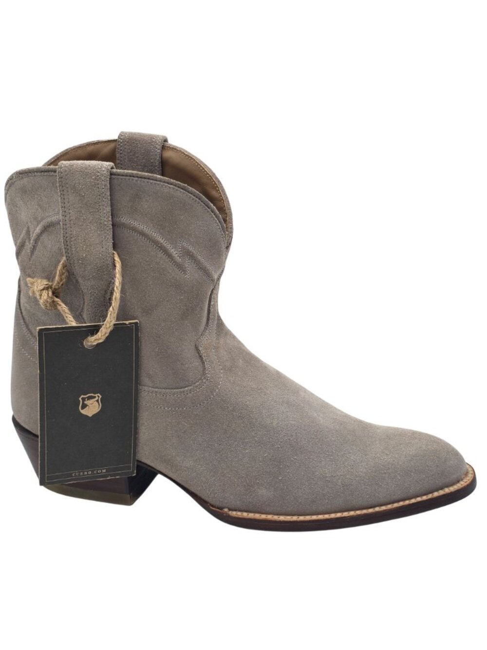 NEW Cuero Womens size 10B Suede Taupe Grey Ankle Cowboy Western Booties Handmade - Picture 15 of 16